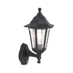 Buiten wandlamp zwart met bewegingssensor IP44 - New Haven Hammered
