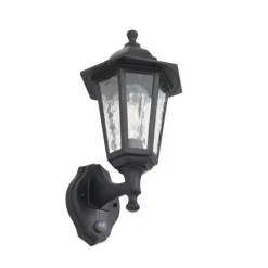 Buiten wandlamp zwart met bewegingssensor IP44 - New Haven Hammered