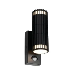 Buiten wandlamp zwart met bewegingssensor 2-lichts - Boris
