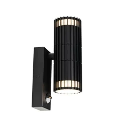 Buiten wandlamp zwart met bewegingssensor 2-lichts - Boris