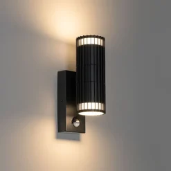 Buiten wandlamp zwart met bewegingssensor 2-lichts - Boris