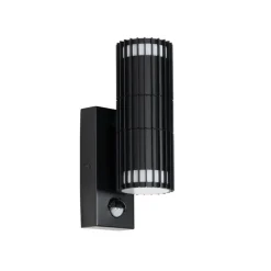Buiten wandlamp zwart met bewegingssensor 2-lichts - Boris