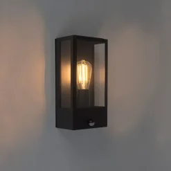 Buiten wandlamp zwart met bewegingsmelder IP44 - Rotterdam