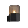 Buiten wandlamp zwart met smoke glas zeshoek IP44 - Denmark