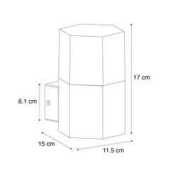 Buiten wandlamp zwart met smoke glas zeshoek IP44 - Denmark