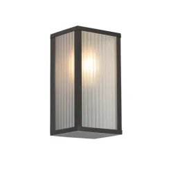 Buiten wandlamp zwart met ribbel glas IP44 - Charlois