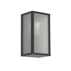 Buiten wandlamp zwart met ribbel glas IP44 - Charlois