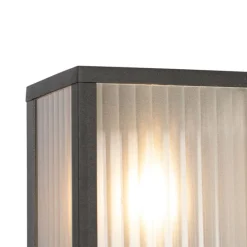 Buiten wandlamp zwart met ribbel glas IP44 - Charlois