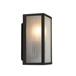 Buiten wandlamp zwart met ribbel glas IP44 - Charlois