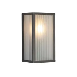 Buiten wandlamp zwart met ribbel glas IP44 - Charlois