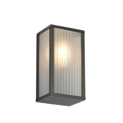 Buiten wandlamp zwart met ribbel glas IP44 - Charlois