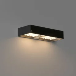 Buiten wandlamp zwart met dimlicht en sensor op solar - Kayo
