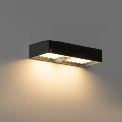 Buiten wandlamp zwart met dimlicht en sensor op solar - Kayo