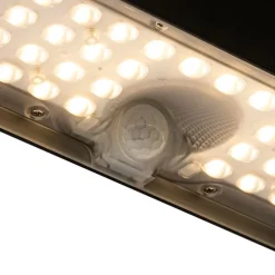 Buiten wandlamp zwart met dimlicht en sensor op solar - Kayo