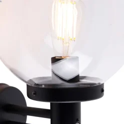 Buiten wandlamp zwart met helder glas incl. bewegingsmelder - Sfera