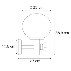 Buiten wandlamp zwart met helder glas incl. bewegingsmelder - Sfera