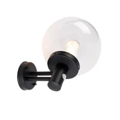 Buiten wandlamp zwart met helder glas incl. bewegingsmelder - Sfera