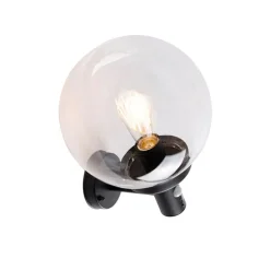 Buiten wandlamp zwart met helder glas incl. bewegingsmelder - Sfera