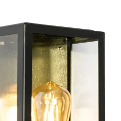 Buiten wandlamp zwart met goud schemersensor - Rotterdam