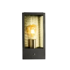 Buiten wandlamp zwart met goud schemersensor - Rotterdam