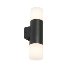 Buiten wandlamp zwart met opale kap 2-lichts IP44 - Odense
