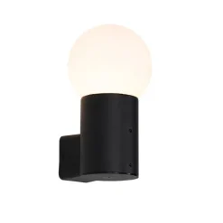 Buiten wandlamp zwart met opaal glas IP44 - Huma