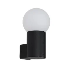Buiten wandlamp zwart met opaal glas IP44 - Huma