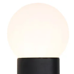 Buiten wandlamp zwart met opaal glas IP44 - Huma