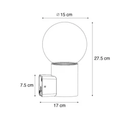 Buiten wandlamp zwart met opaal glas IP44 - Huma
