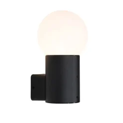 Buiten wandlamp zwart met opaal glas IP44 - Huma