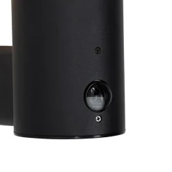 Buiten wandlamp zwart met opaal glas met bewegingssensor - Huma