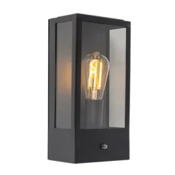 Buiten wandlamp zwart met schemersensor - Rotterdam