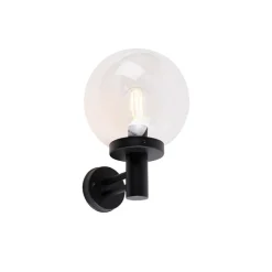 Buiten wandlamp zwart met kunststof IP44 RVS - Sfera