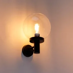 Buiten wandlamp zwart met kunststof IP44 RVS - Sfera