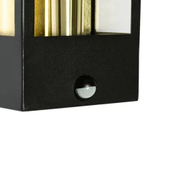 Buiten wandlamp zwart met goud en bewegingsmelder - Rotterdam