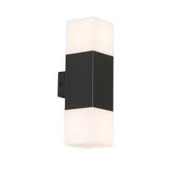 Buiten wandlamp zwart met opale kap 2-lichts IP44 - Denmark