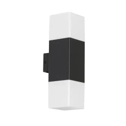 Buiten wandlamp zwart met opale kap 2-lichts IP44 - Denmark
