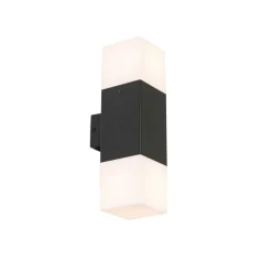 Buiten wandlamp zwart met opale kap 2-lichts IP44 - Denmark