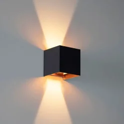 Buiten wandlamp zwart met goud incl. LED 2-lichts IP54 - Edwin