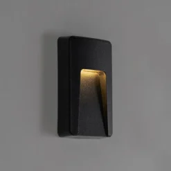 Buiten wandlamp zwart rechthoekig incl. LED IP65 - Gem