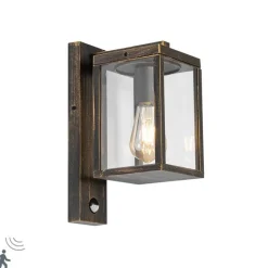 Buiten wandlantaarn antiek goud met bewegingssensor IP44 - Charlois