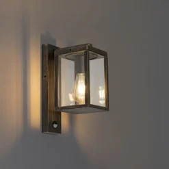 Buiten wandlantaarn antiek goud met bewegingssensor IP44 - Charlois