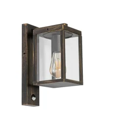 Buiten wandlantaarn antiek goud met bewegingssensor IP44 - Charlois