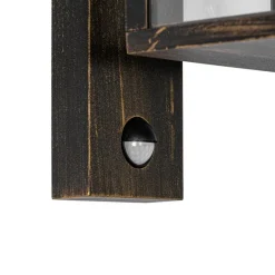 Buiten wandlantaarn antiek goud met bewegingssensor IP44 - Charlois