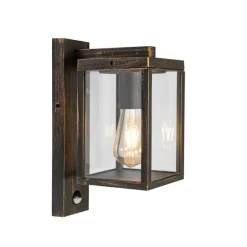 Buiten wandlantaarn antiek goud met bewegingssensor IP44 - Charlois