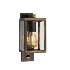 Buiten wandlantaarn antiek goud met bewegingssensor IP44 - Charlois