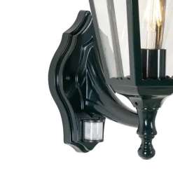 Buiten wandlantaarn donker groen met bewegingssensor IP44 - New Orleans up