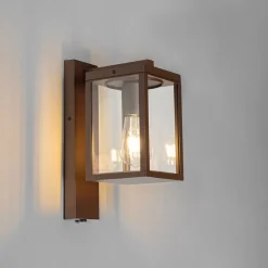 Buiten wandlantaarn roestbruin IP44 met schemersensor - Charlois