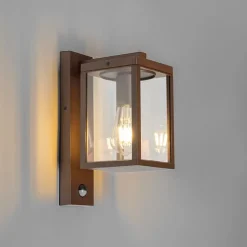 Buiten wandlantaarn roestbruin met bewegingssensor IP44 - Charlois