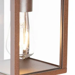 Buiten wandlantaarn roestbruin met bewegingssensor IP44 - Charlois